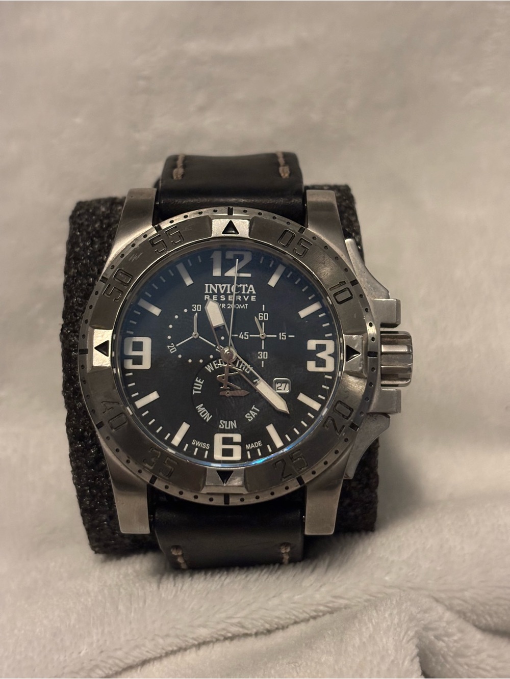 Invicta Reserve Men's Black and Silver Chronograph Watch